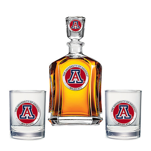 University of Arizona Capitol Decanter with 2 Glasses - Sports Collectibles, Sports Memorabilia, Sports Fan Shop, Sports Gifts