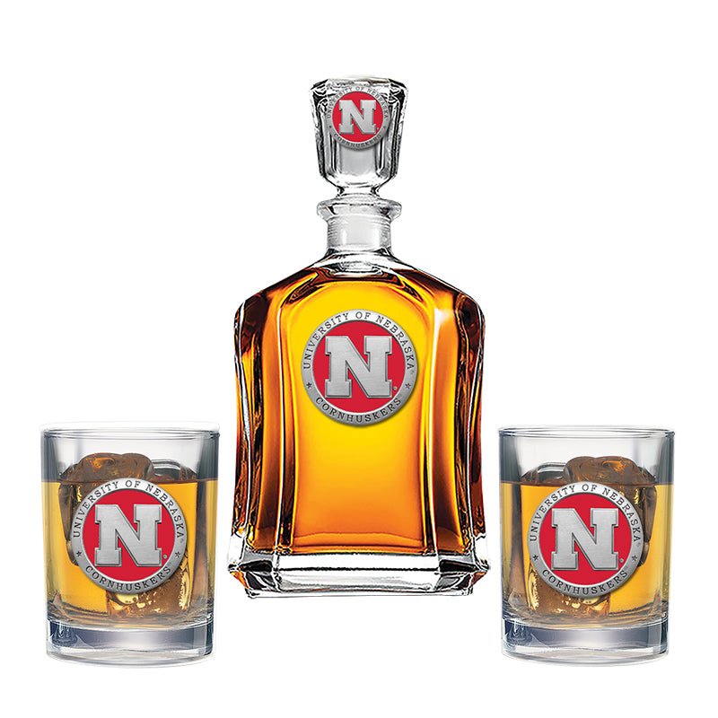 University of Nebraska Capitol Decanter with 2 Glasses - Sports Gifts, Sports Memorabilia, Sports Collectibles, Fan Shop