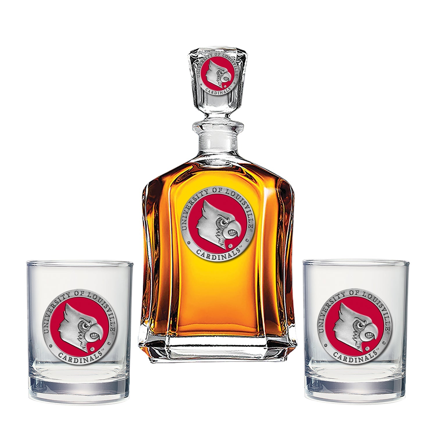 University of Louisville Capitol Decanter with 2 Glasses - Sports Collectibles, Sports Memorabilia, Sports Fan Shop, Sports Gifts