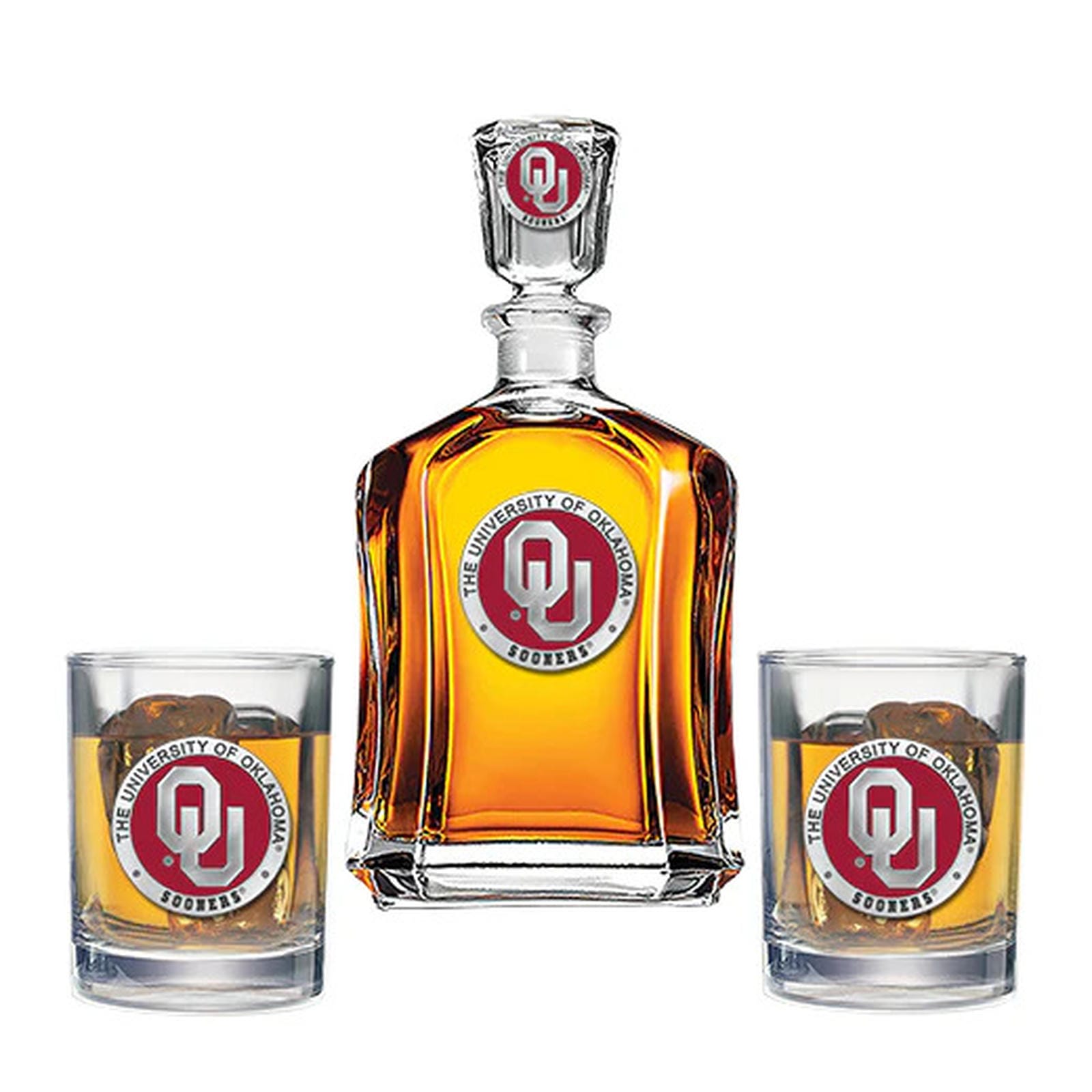 University of Oklahoma Capitol Decanter with 2 Glasses - Sports Gifts, Sports Memorabilia, Sports Collectibles, Fan Shop
