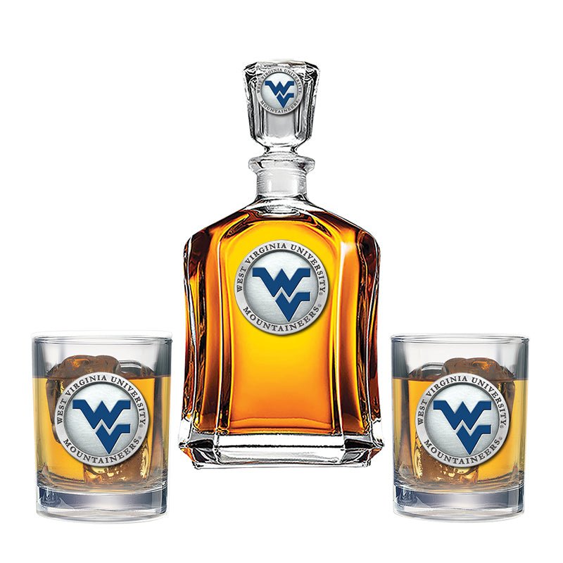 West Virginia University Capitol Decanter with 2 Glasses - Sports Gifts, Sports Memorabilia, Sports Collectibles, Fan Shop