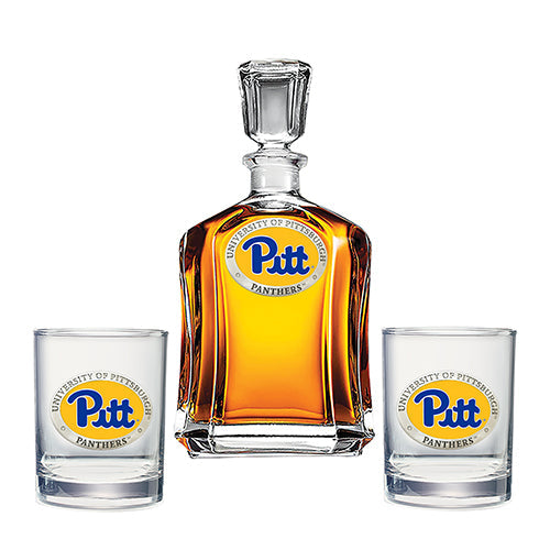 University of Pittsburgh Capitol Decanter with 2 Glasses - Sports Collectibles, Sports Memorabilia, Sports Fan Shop, Sports Gifts