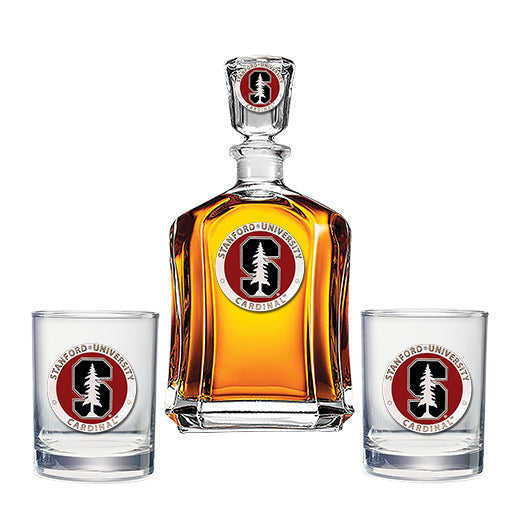 Stanford University Capitol Decanter with 2 Glasses - Sports Collectibles, Sports Memorabilia, Sports Fan Shop, Sports Gifts