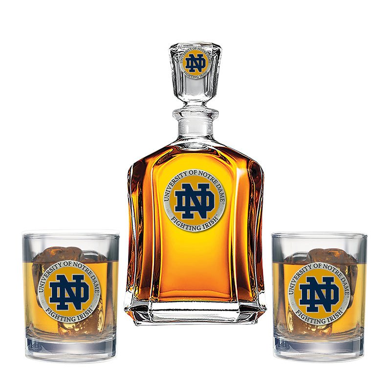 University of Notre Dame Capitol Decanter with 2 Glasses - Sports Gifts, Sports Memorabilia, Sports Collectibles, Fan Shop