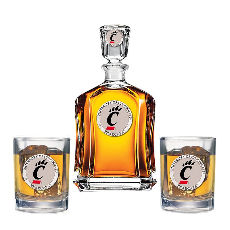 University of Cincinnati Capitol Decanter with 2 Glasses - Sports Gifts, Sports Memorabilia, Sports Collectibles, Fan Shop