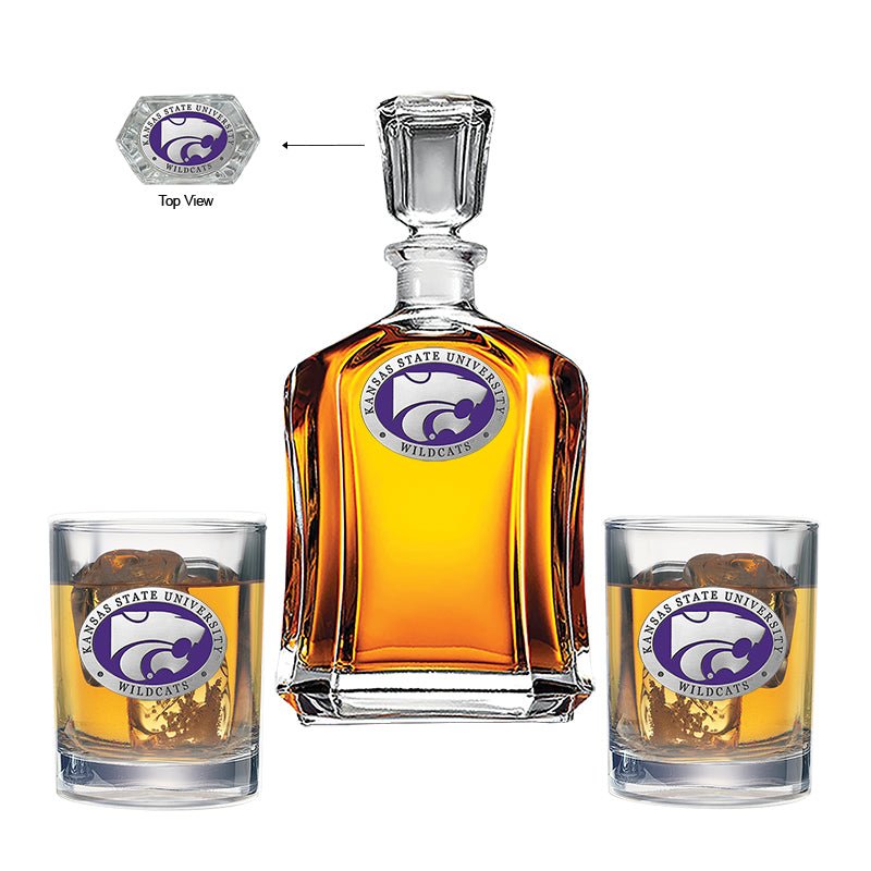 Kansas State University Decanter with 2 Glasses - Sports Gifts, Sports Memorabilia, Sports Collectibles, Fan Shop