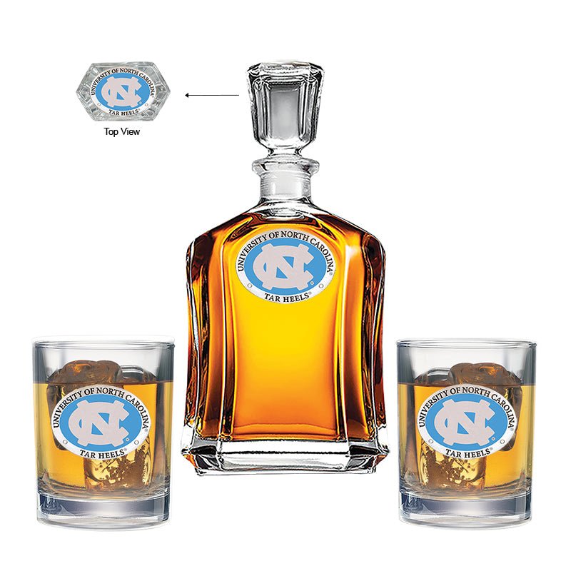 University of North Carolina Capitol Decanter with 2 Glasses - Sports Gifts, Sports Memorabilia, Sports Collectibles, Fan Shop