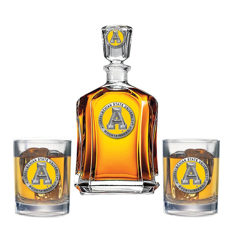 Appalachian State University Capitol Decanter with 2 Glasses - Sports Gifts, Sports Memorabilia, Sports Collectibles, Fan Shop
