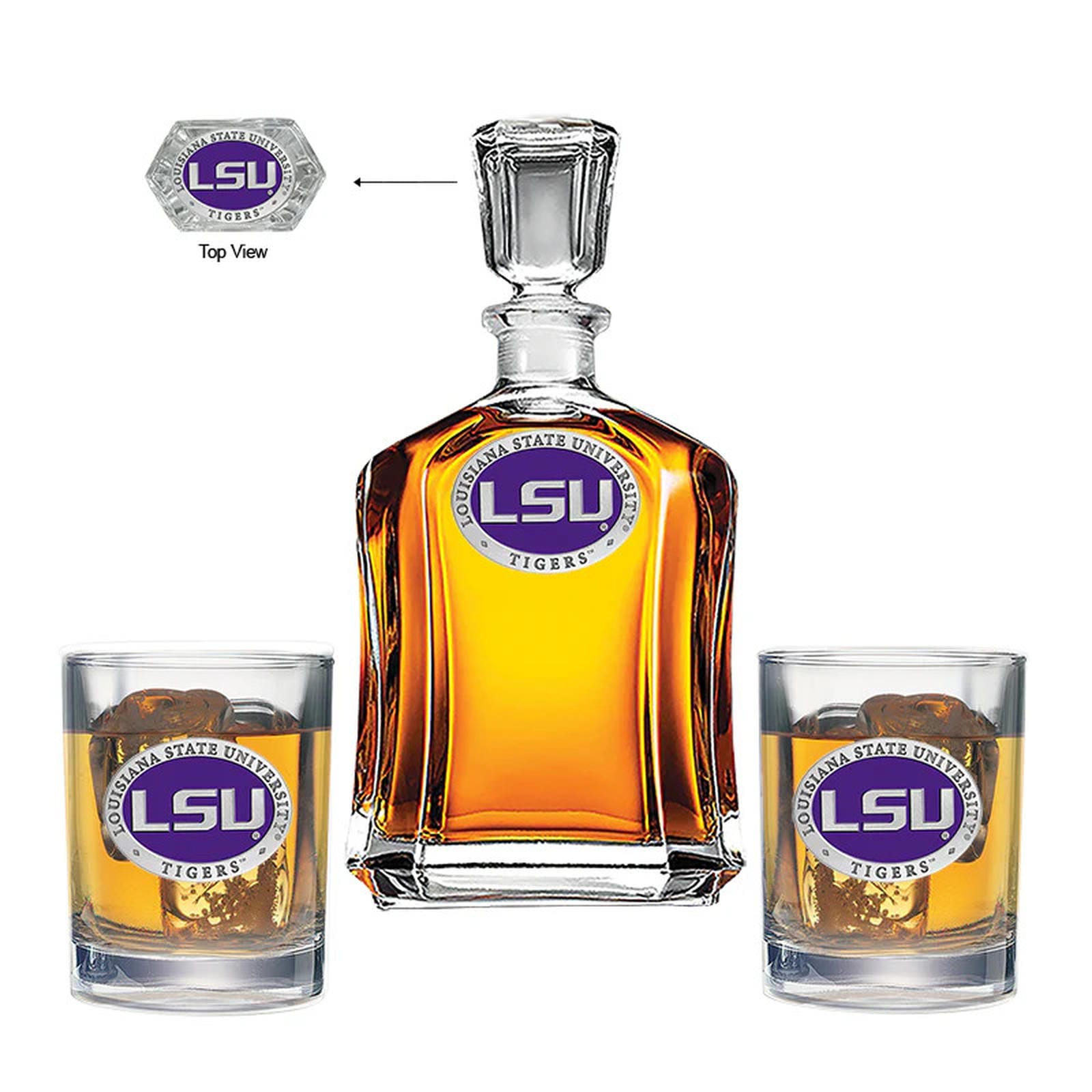 Louisiana State University Capitol Decanter with 2 Glasses - Sports Gifts, Sports Memorabilia, Sports Collectibles, Fan Shop