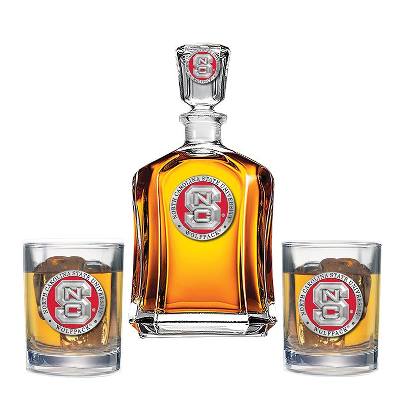 North Carolina State University Capitol Decanter with 2 Glasses - Sports Gifts, Sports Memorabilia, Sports Collectibles, Fan Shop