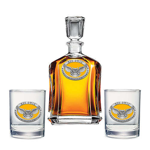 Kennesaw State University Capitol Decanter with 2 Glasses - Sports Collectibles, Sports Memorabilia, Sports Fan Shop, Sports Gifts