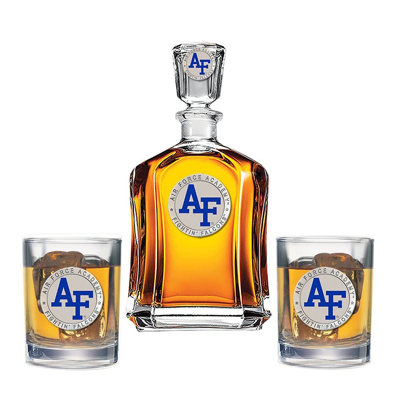 US Air Force Academy Capitol Decanter with 2 Glasses - Sports Gifts, Sports Memorabilia, Sports Collectibles, Fan Shop