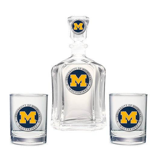 University of Michigan Capitol Decanter with 2 Glasses - Sports Gifts, Sports Memorabilia, Sports Collectibles, Fan Shop