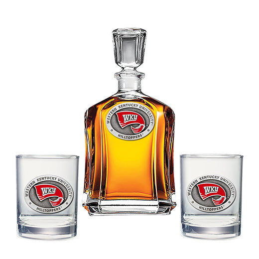 Western Kentucky University Capitol Decanter with 2 Glasses - Sports Collectibles, Sports Memorabilia, Sports Fan Shop, Sports Gifts