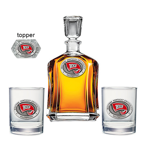 Western Kentucky University Capitol Decanter with 2 Glasses - Sports Collectibles, Sports Memorabilia, Sports Fan Shop, Sports Gifts