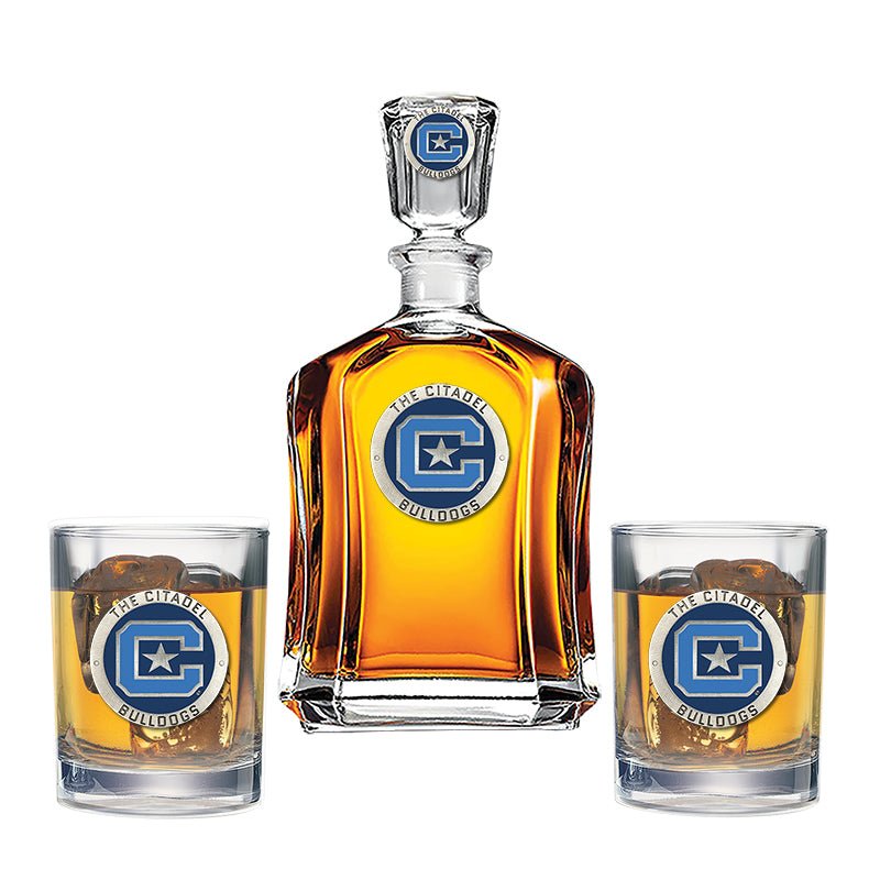 The Citadel Capitol Decanter with 2 Glasses - Sports Gifts, Sports Memorabilia, Sports Collectibles, Fan Shop