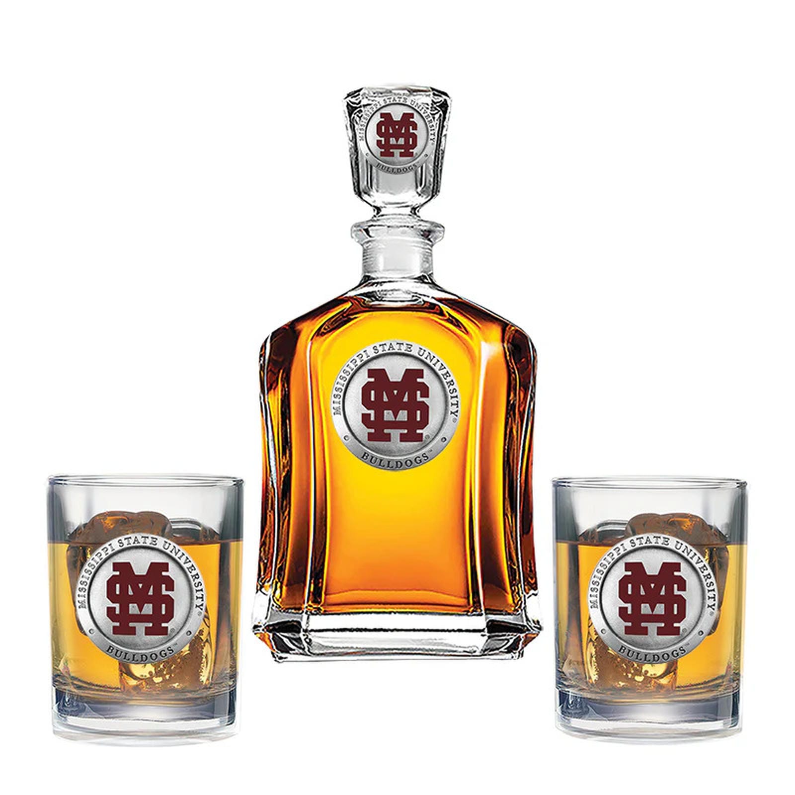 Mississippi State Baseball Logo Capitol Decanter with 2 Glasses - Sports Gifts, Sports Memorabilia, Sports Collectibles, Fan Shop