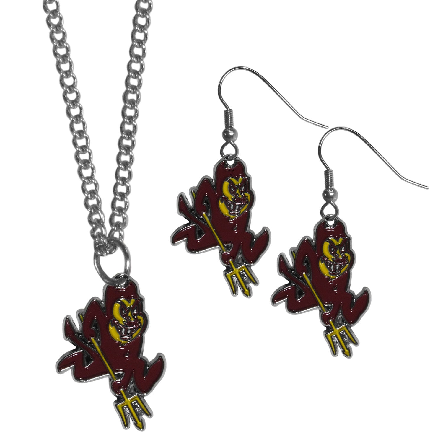 Arizona St. Sun Devils Dangle Earrings and Chain Necklace Set