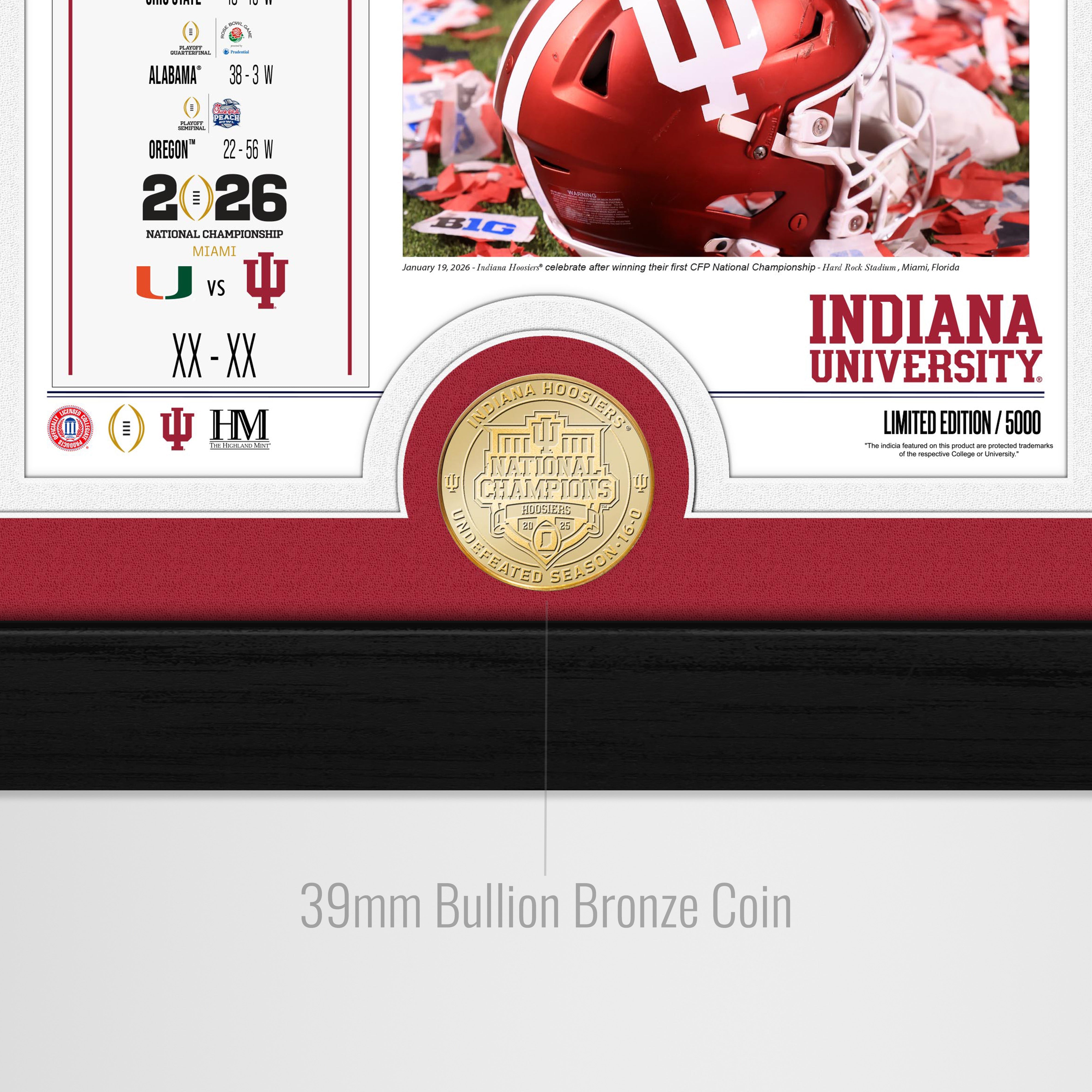 Indiana Hoosiers 2025-26 CFP National Champions Road to the Championship Bronze Coin Photo Mint - Sports Gifts, Sports Memorabilia, Sports Collectibles, Fan Shop