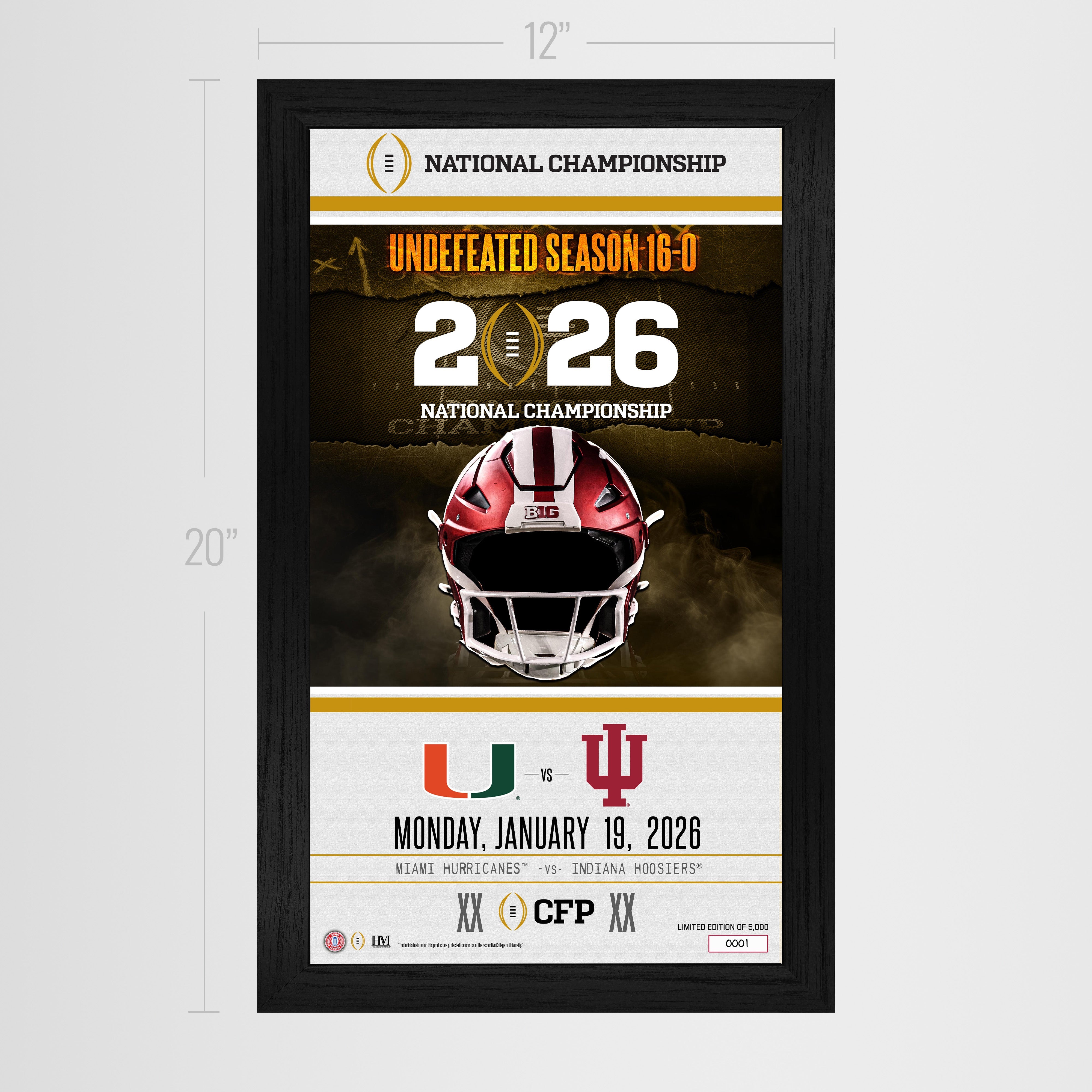 Indiana Hoosiers 2025-26 CFP National Champions Game Day Frame - Sports Gifts, Sports Memorabilia, Sports Collectibles, Fan Shop