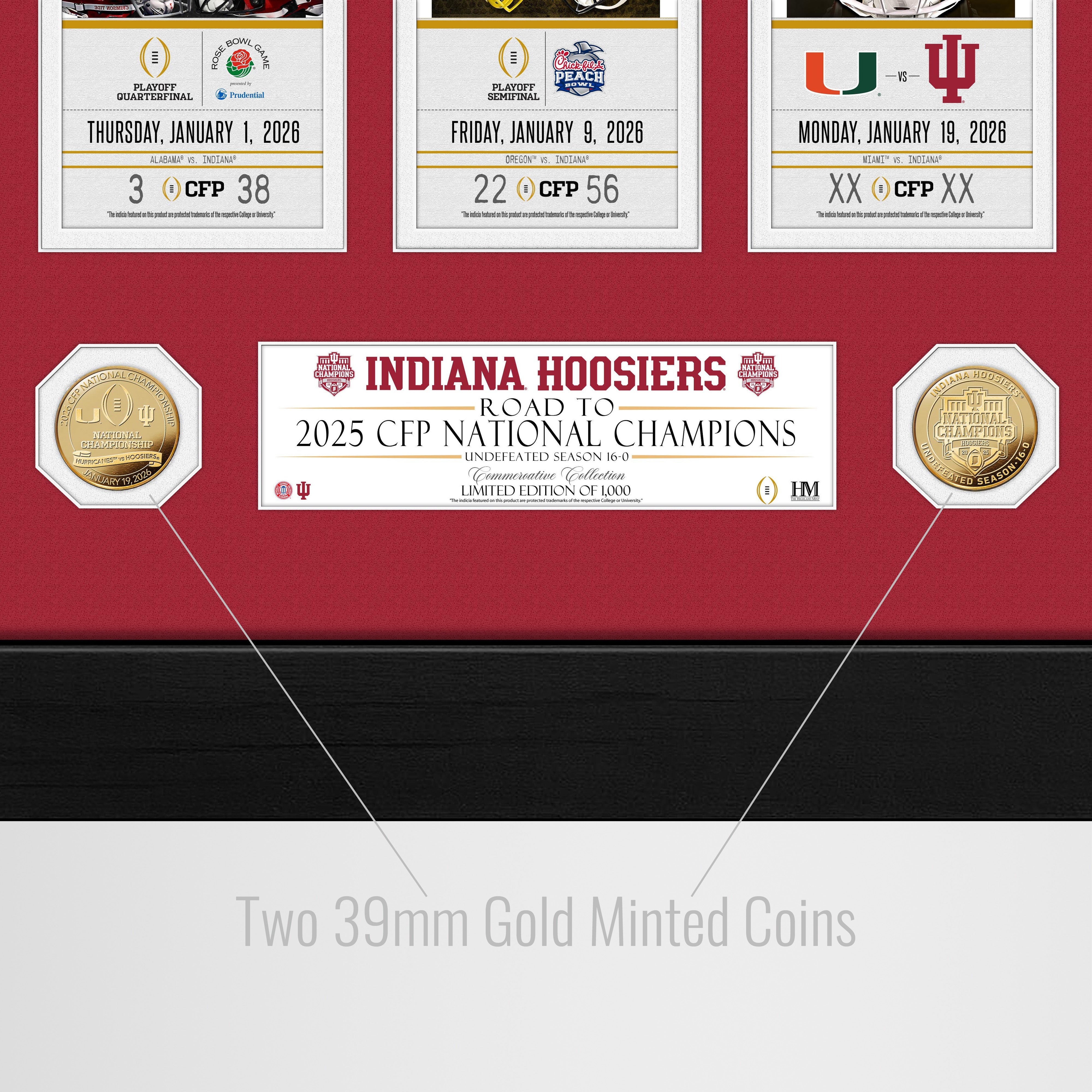 Indiana Hoosiers 2025-26 CFP National Champions Deluxe Road to the Championship Gold Coin Photo Mint - Sports Gifts, Sports Memorabilia, Sports Collectibles, Fan Shop