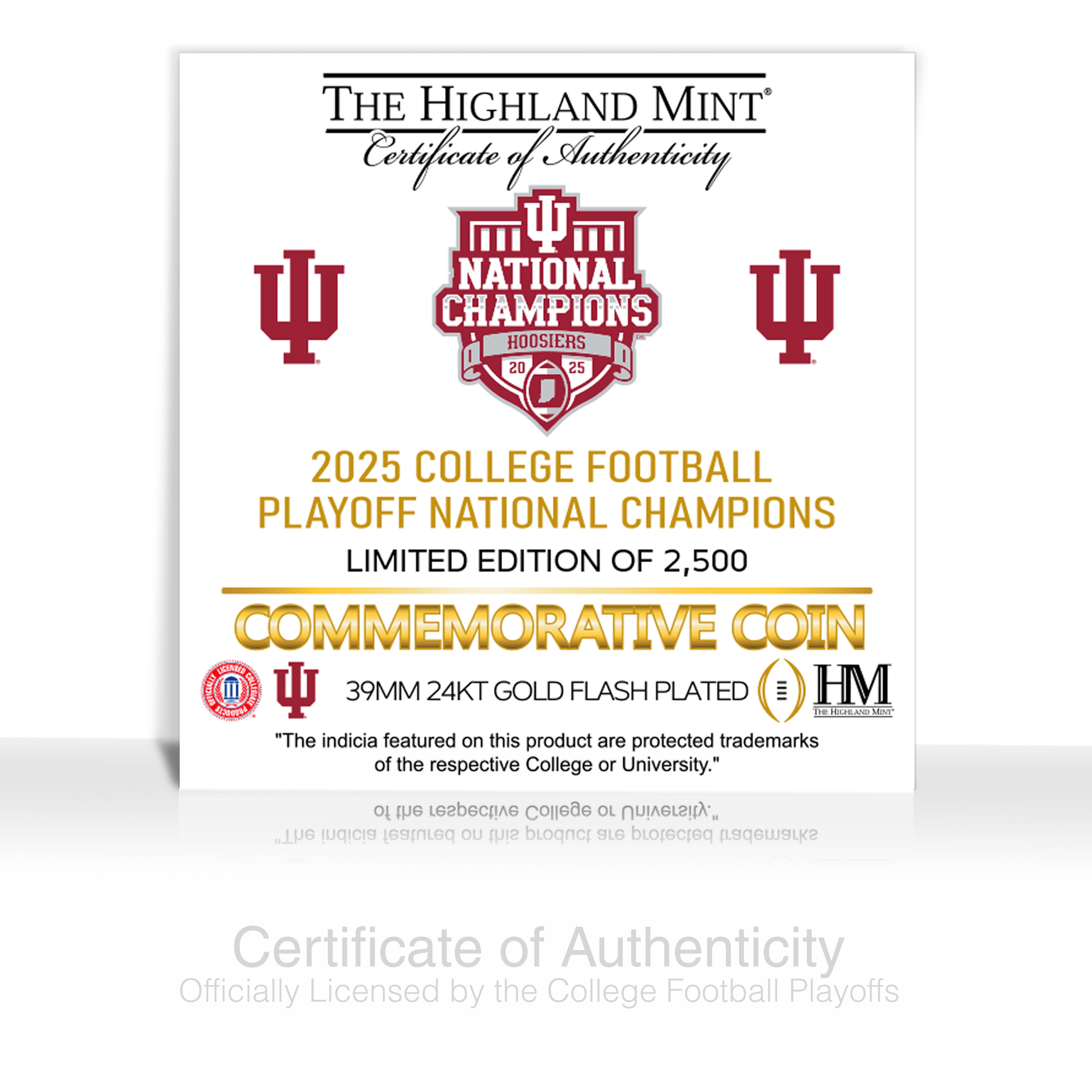 Indiana Hoosiers 2025-26 CFP National Champions Gold Plated Coin - Sports Gifts, Sports Memorabilia, Sports Collectibles, Fan Shop