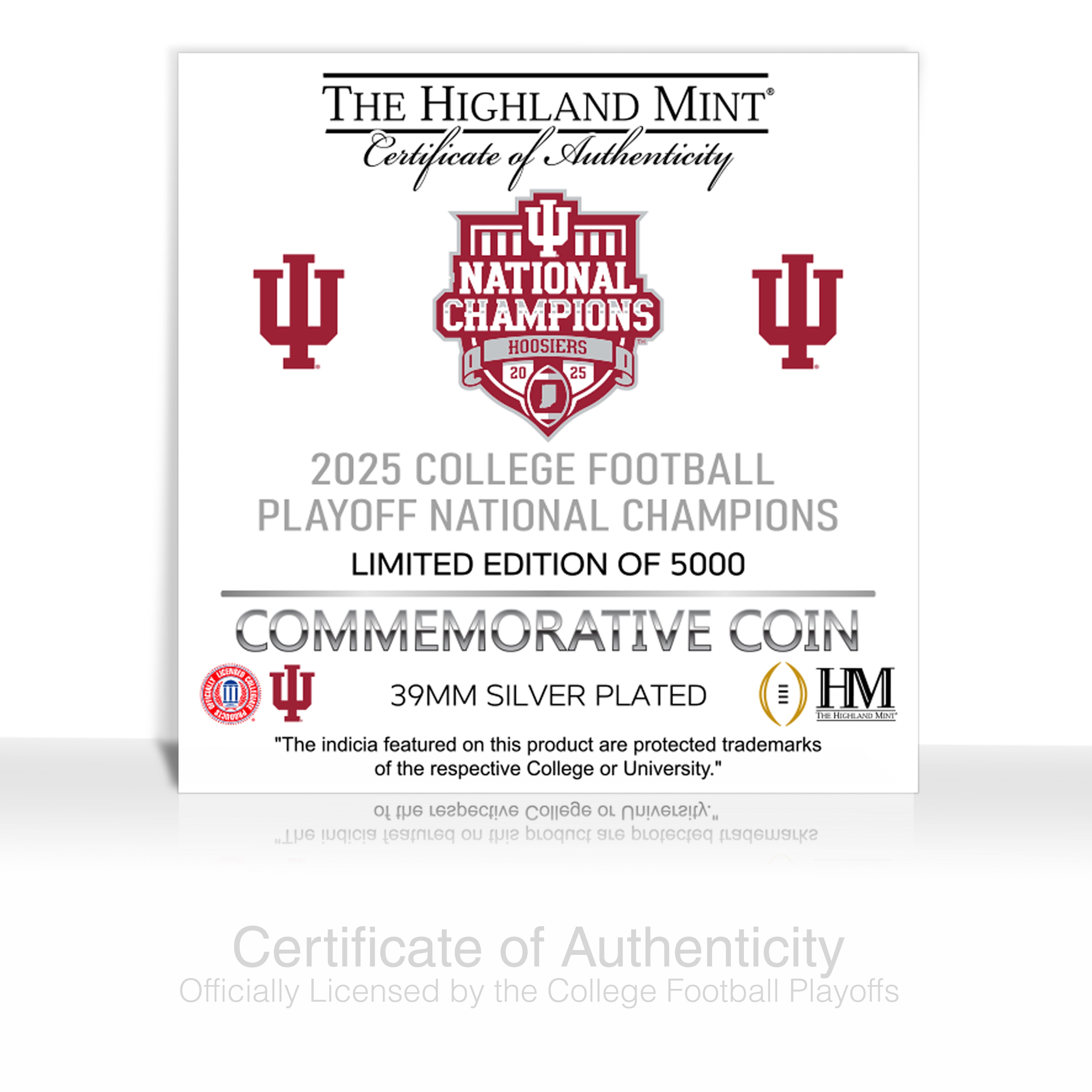 Indiana Hoosiers 2025-26 CFP National Champions Silver Plated Coin - Sports Gifts, Sports Memorabilia, Sports Collectibles, Fan Shop