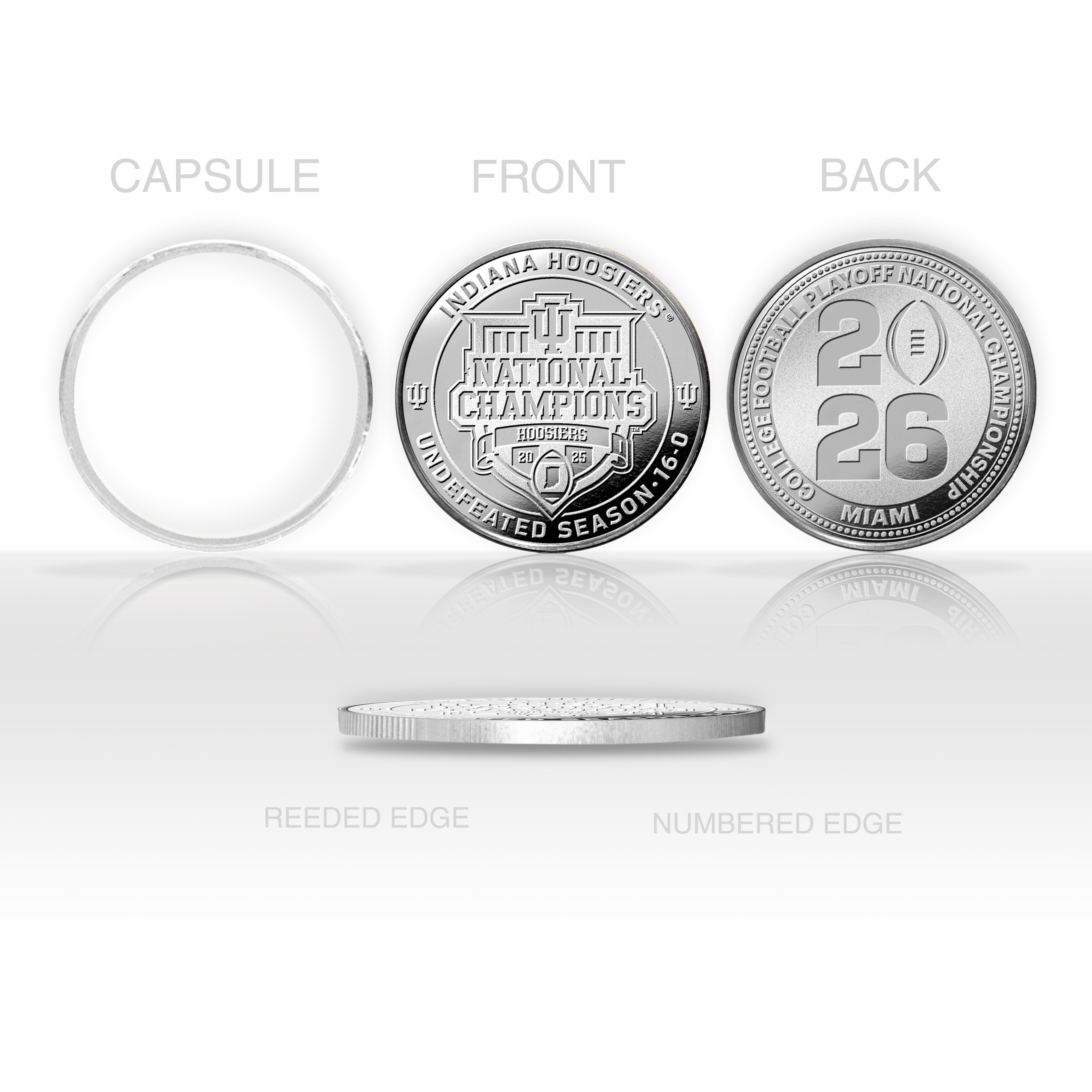 Indiana Hoosiers 2025-26 CFP National Champions Silver Plated Coin - Sports Gifts, Sports Memorabilia, Sports Collectibles, Fan Shop