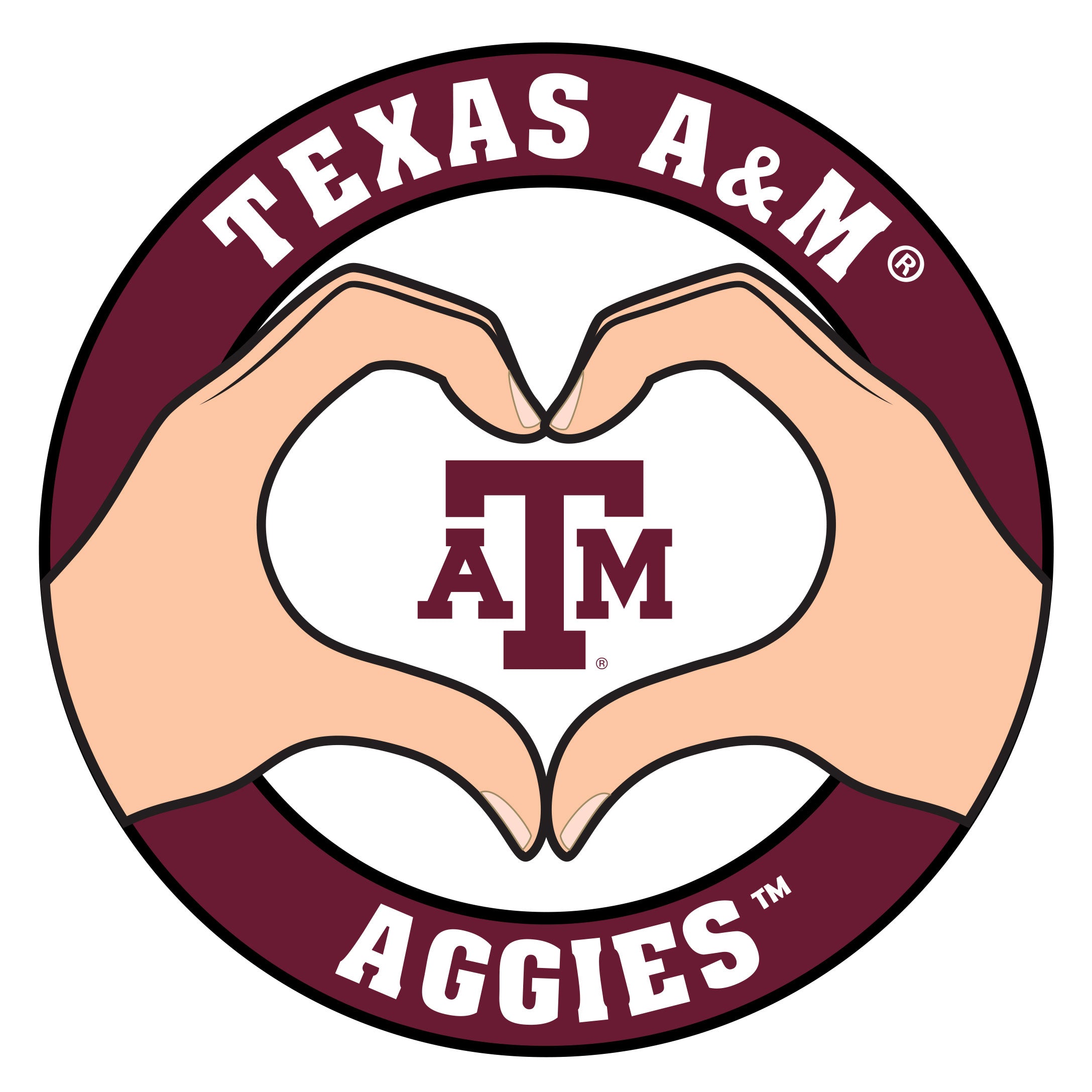 Texas A & M Aggies Heart Hands Decal