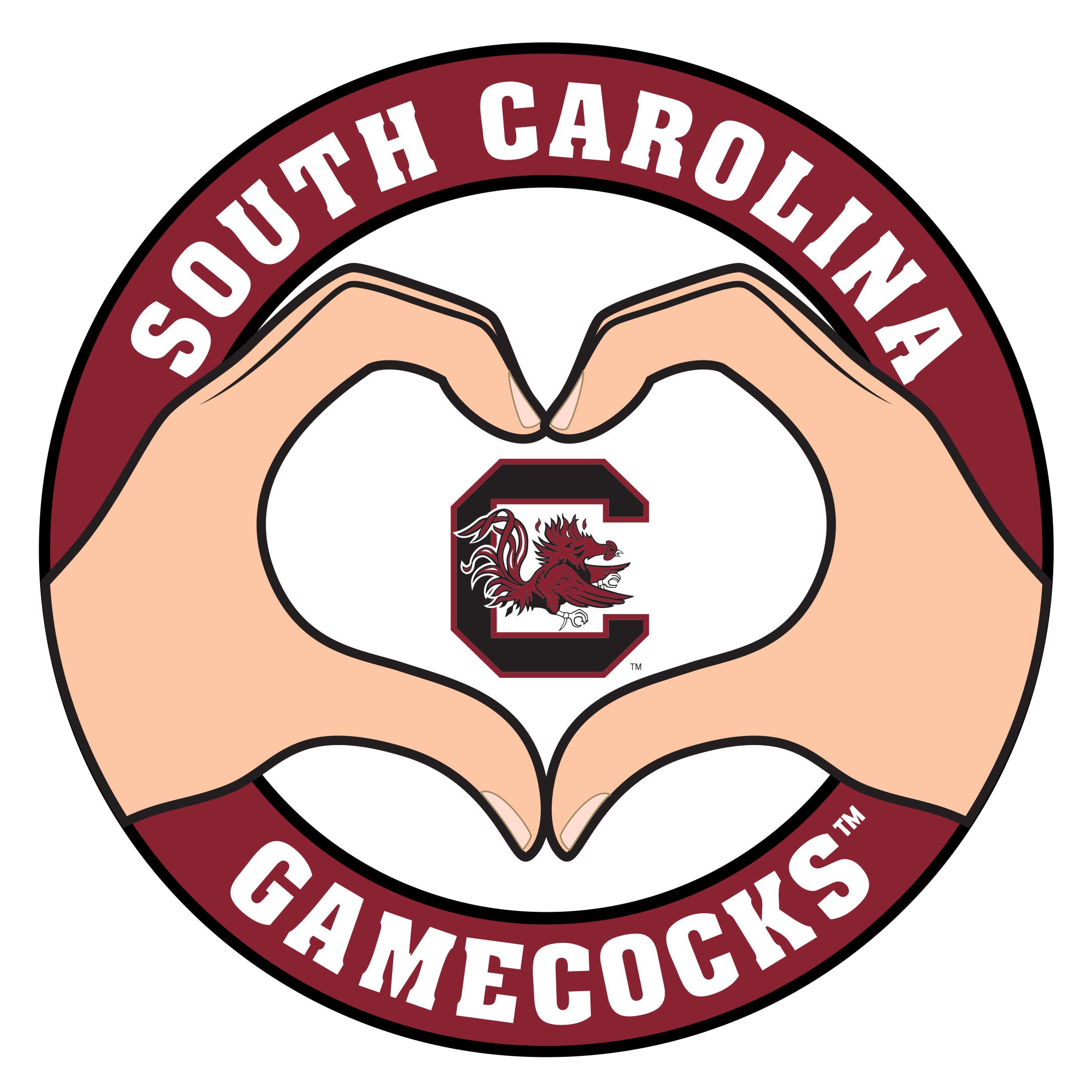 S. Carolina Gamecocks Heart Hands Decal