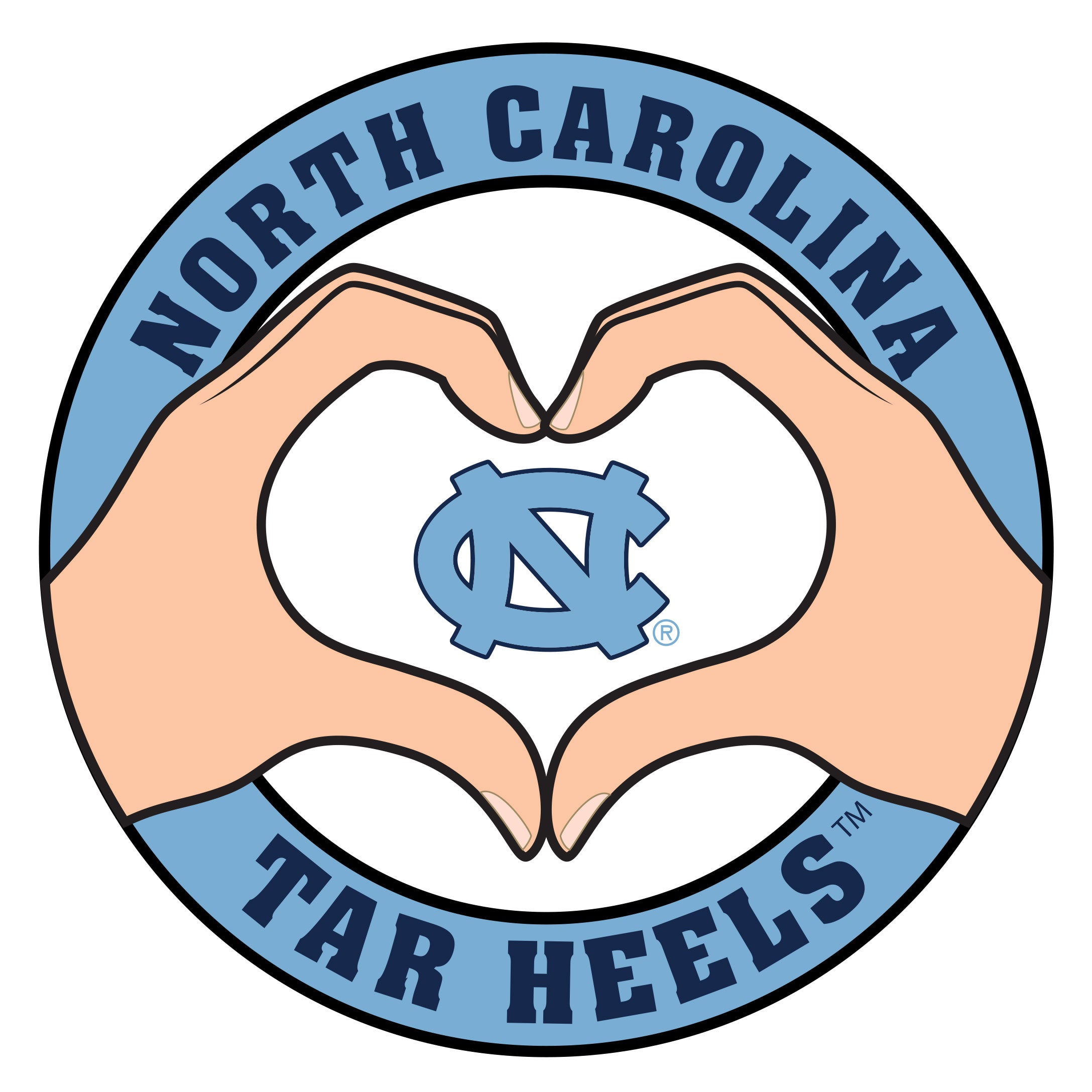 N. Carolina Tar Heels Heart Hands Decal