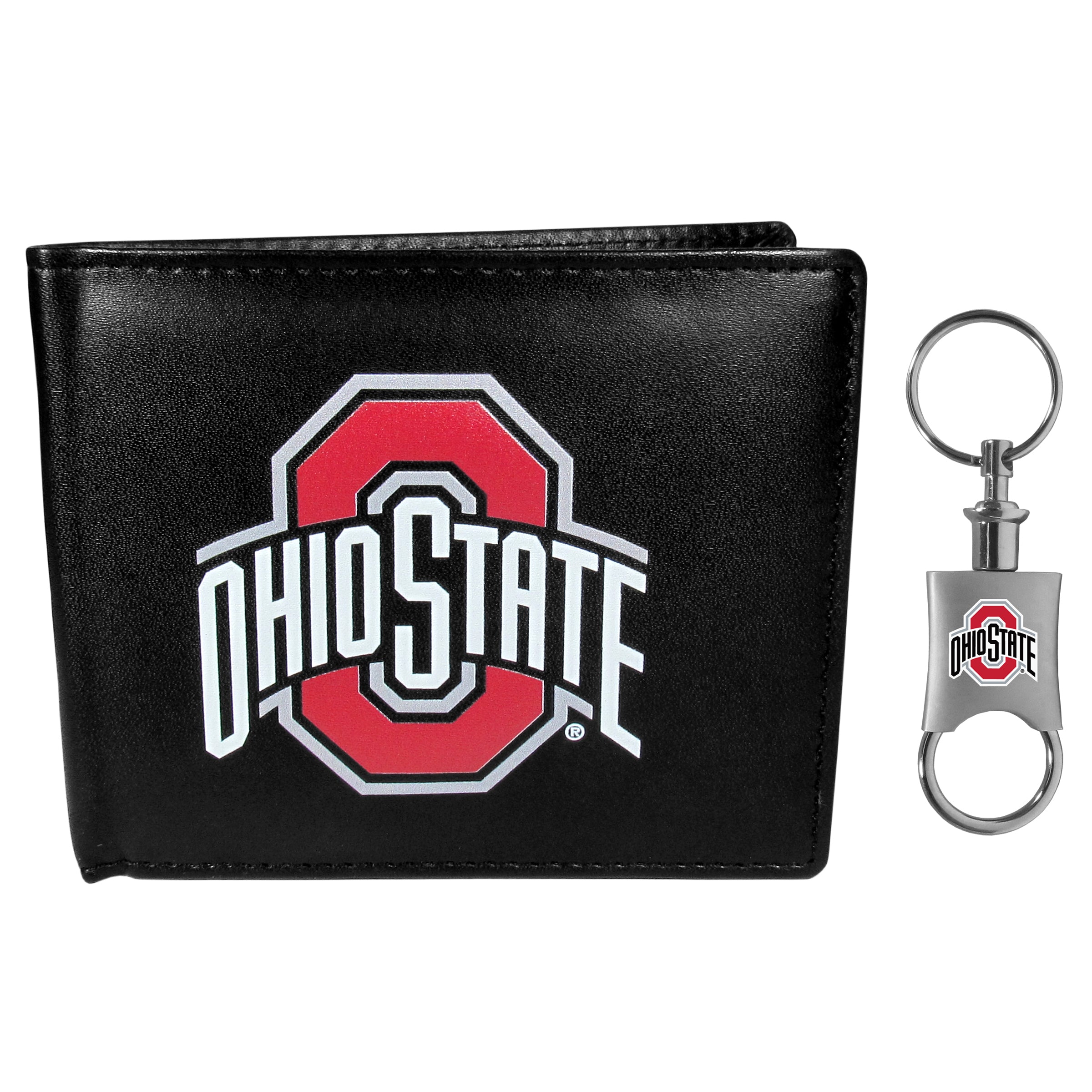 Ohio St. Buckeyes Leather Bi-fold Wallet & Valet Key Chain
