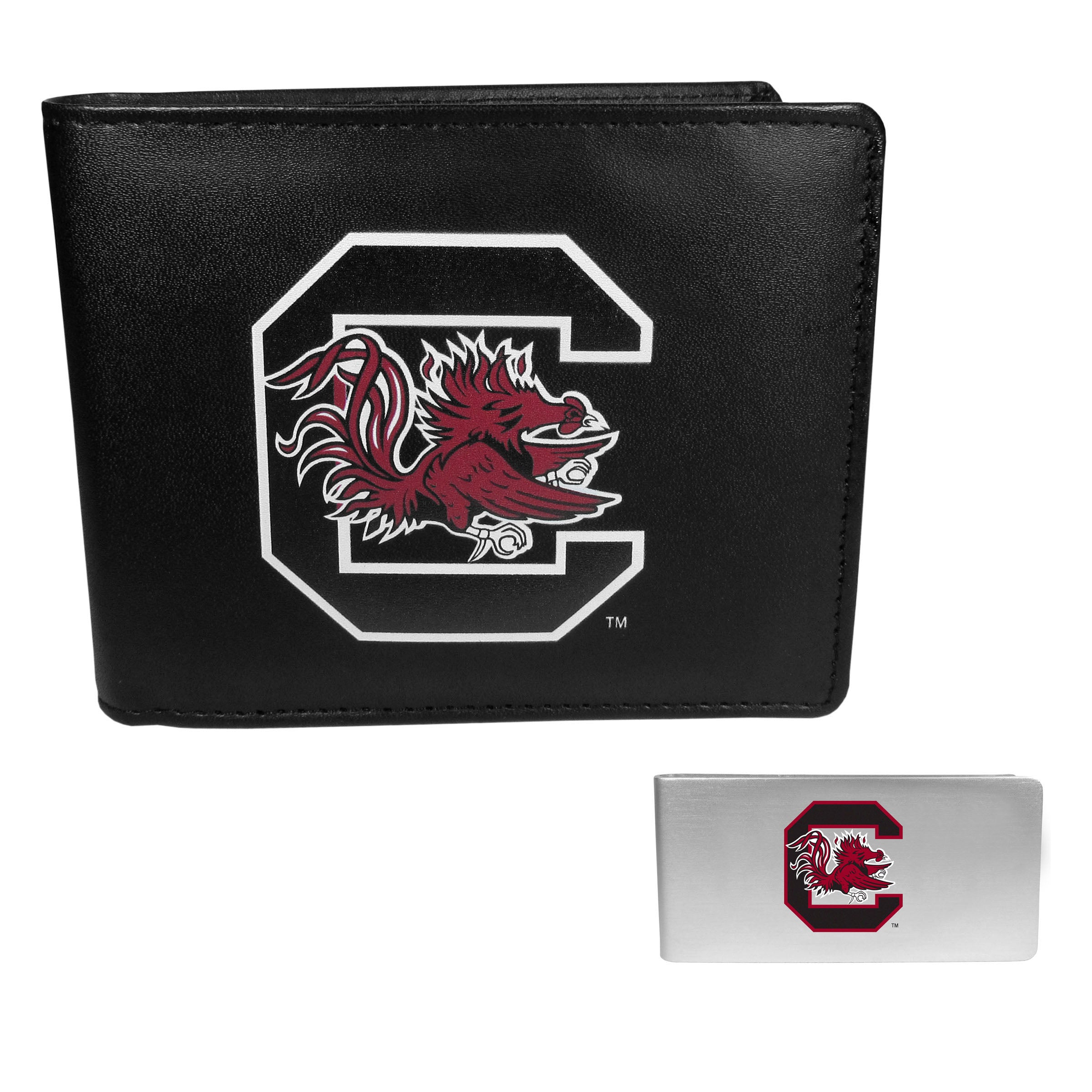 S. Carolina Gamecocks Leather Bi-fold Wallet & Money Clip