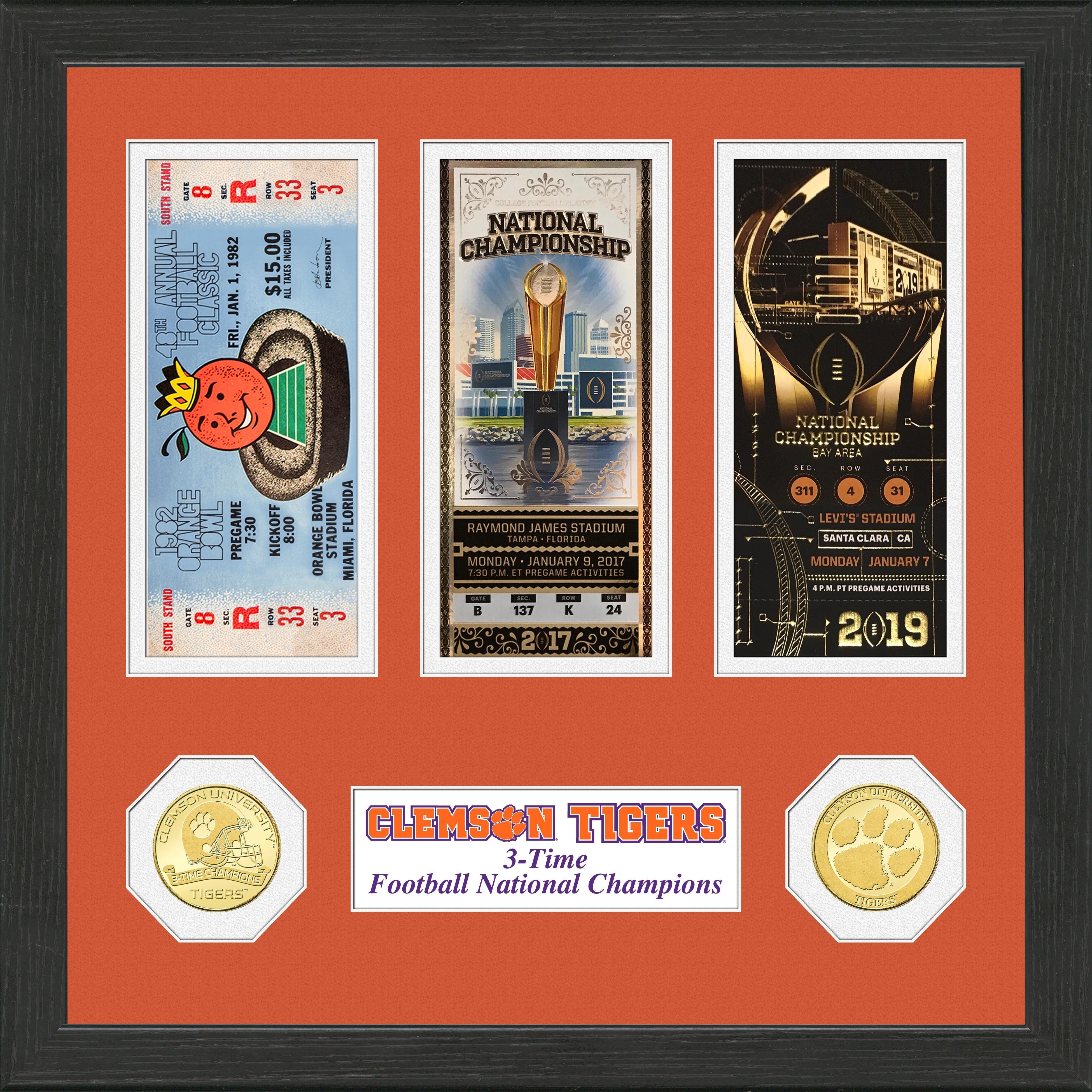 Clemson Tigers 2018 Football 3-Time National Champions Ticket Collection - Sports Collectibles, Sports Memorabilia, Sports Fan Shop, Sports Gifts