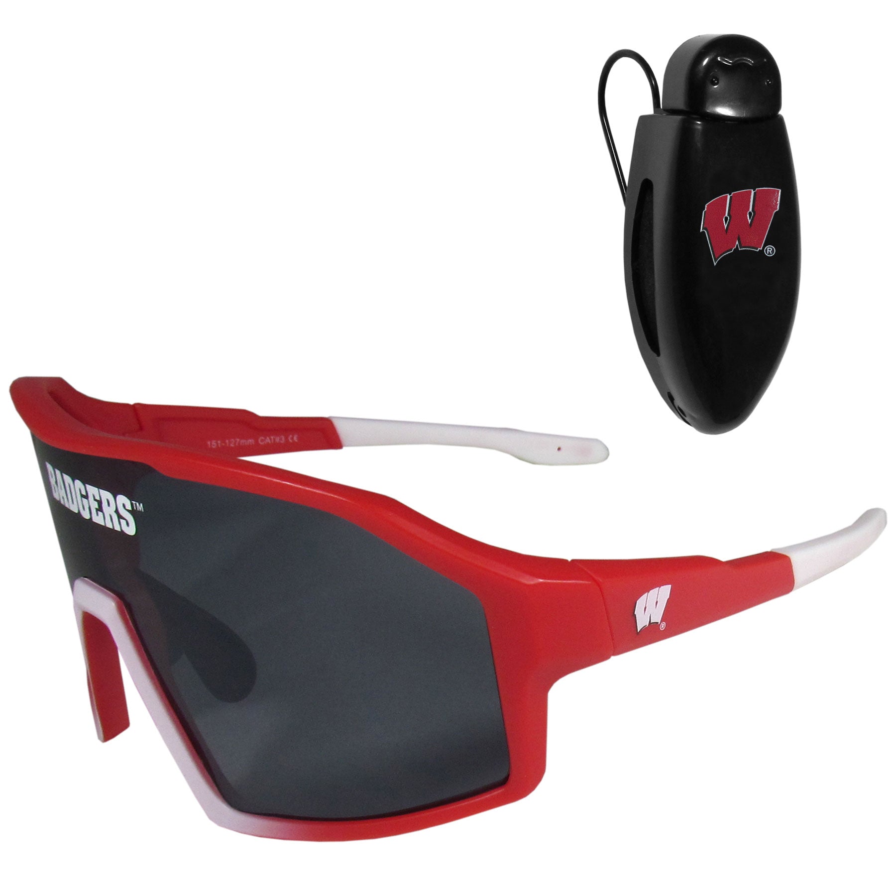 Wisconsin Badgers Shield Sunglasses with Visor Clip