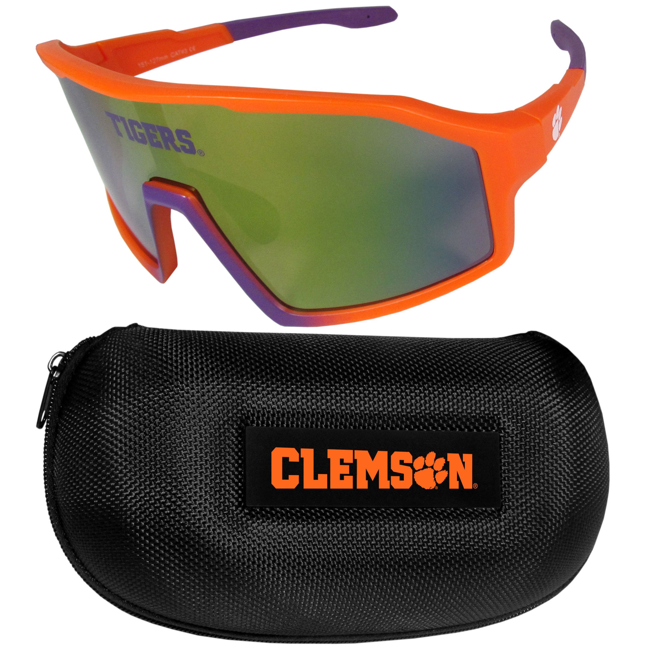 Clemson Tigers Shield Sunglasses with Case