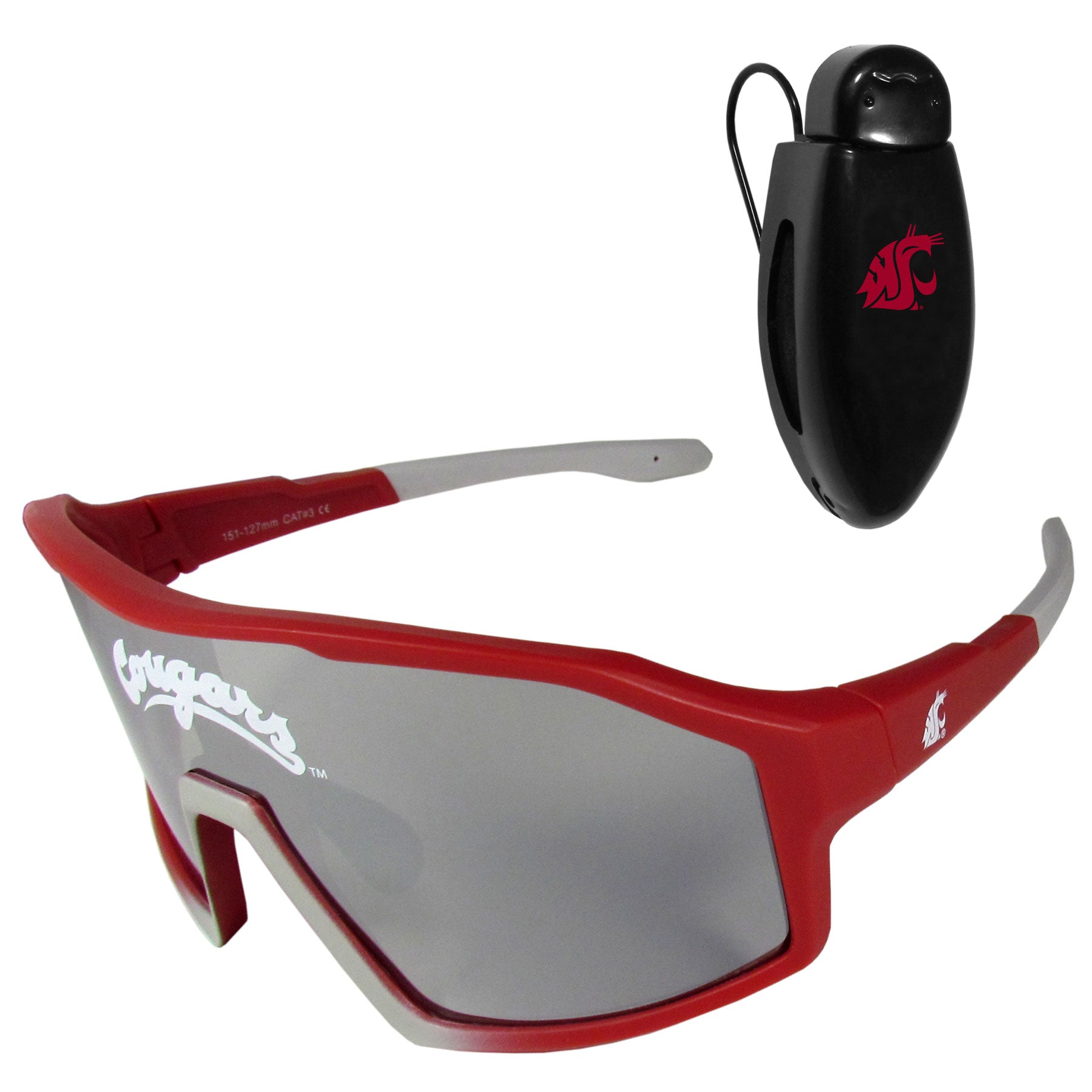 Washington St. Cougars Shield Sunglasses with Visor Clip