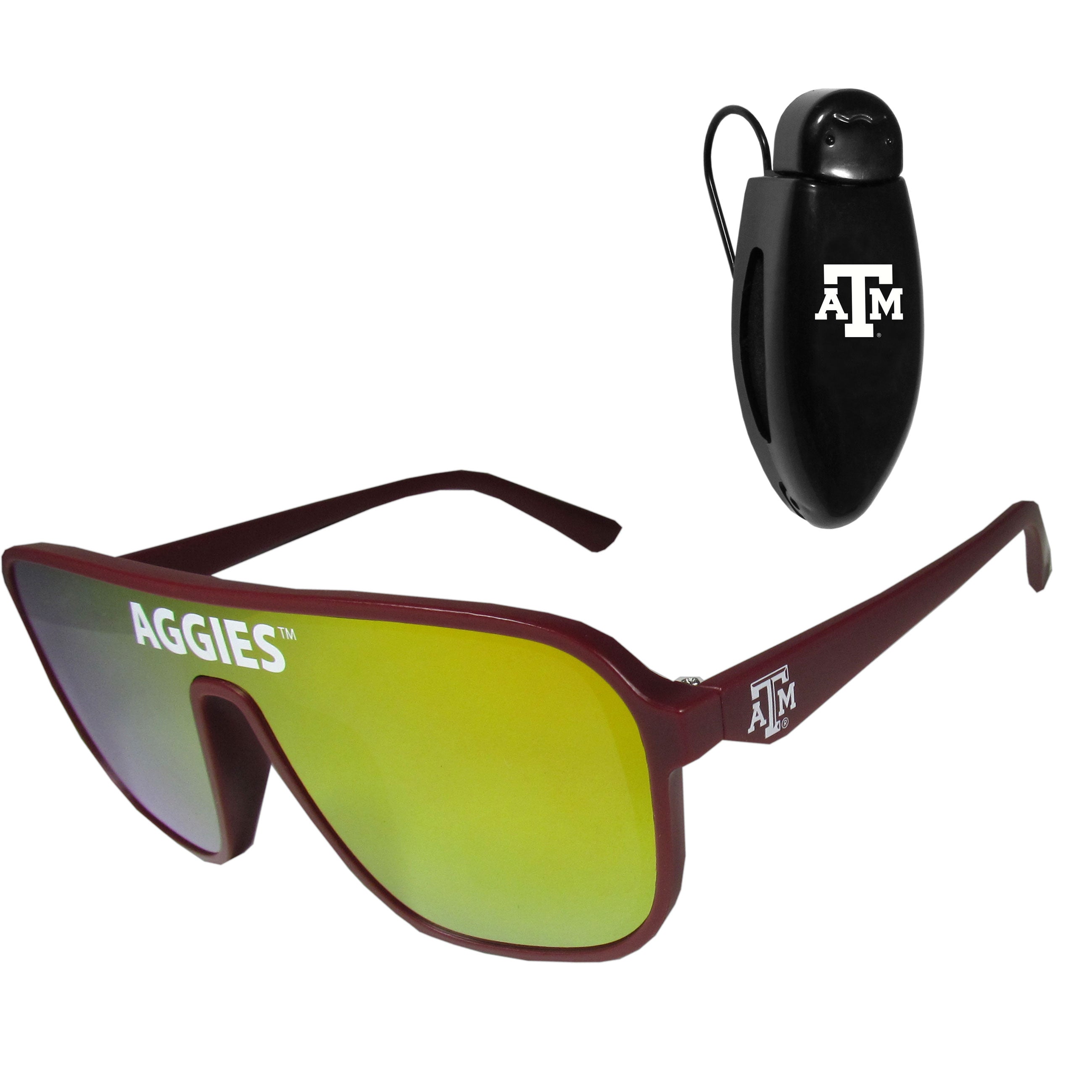 Texas A & M Aggies Shield Sunglasses with Visor Clip