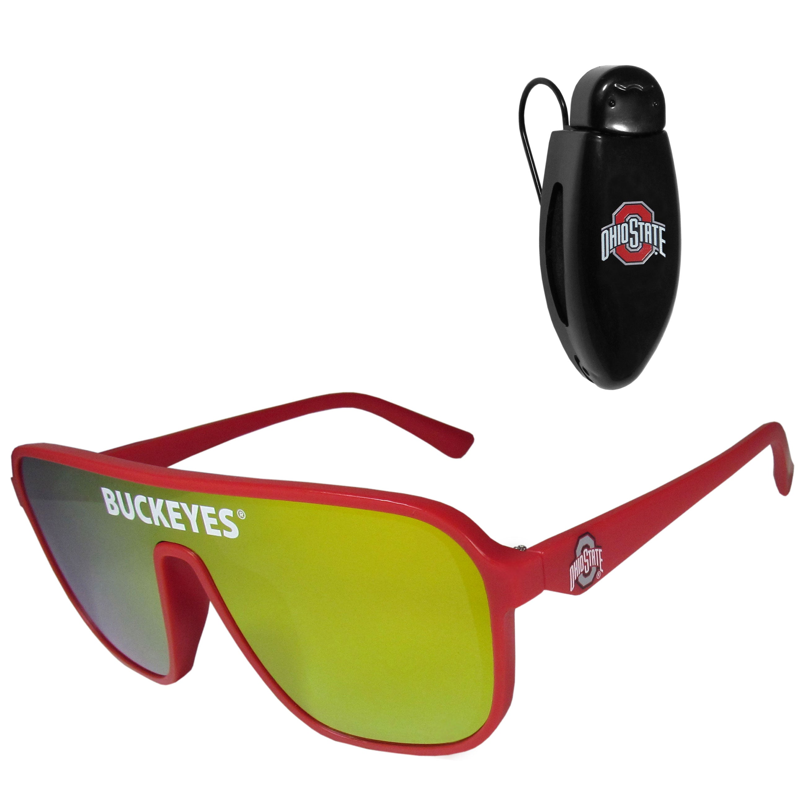 Ohio St. Buckeyes Shield Sunglasses with Visor Clip