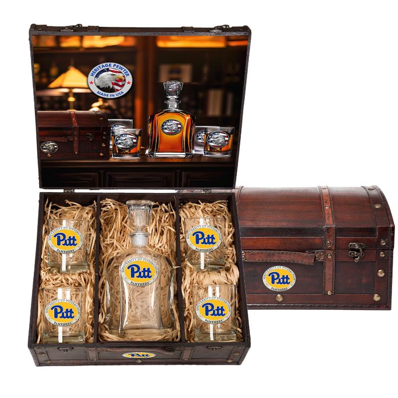 University of Pittsburgh Capitol Decanter Chest Set - Sports Collectibles, Sports Memorabilia, Sports Fan Shop, Sports Gifts