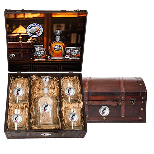University of Cincinnati Capitol Decanter Chest Set - Sports Gifts, Sports Memorabilia, Sports Collectibles, Fan Shop