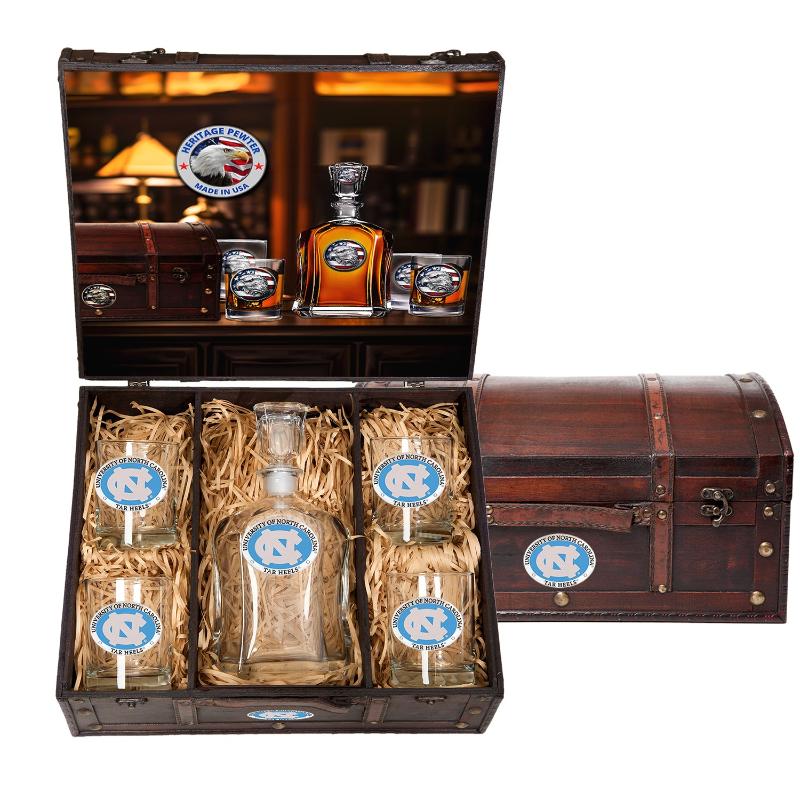 University of North Carolina Capitol Decanter Chest Set - Sports Gifts, Sports Memorabilia, Sports Collectibles, Fan Shop