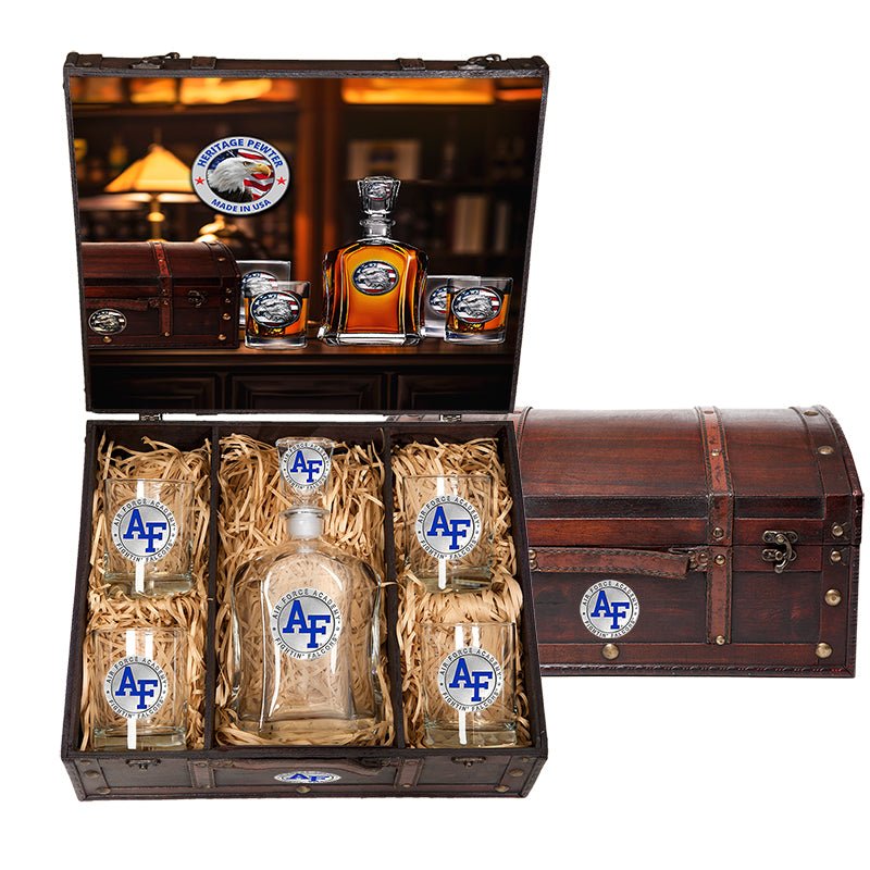 US Air Force Academy Capitol Decanter Chest Set - Sports Gifts, Sports Memorabilia, Sports Collectibles, Fan Shop