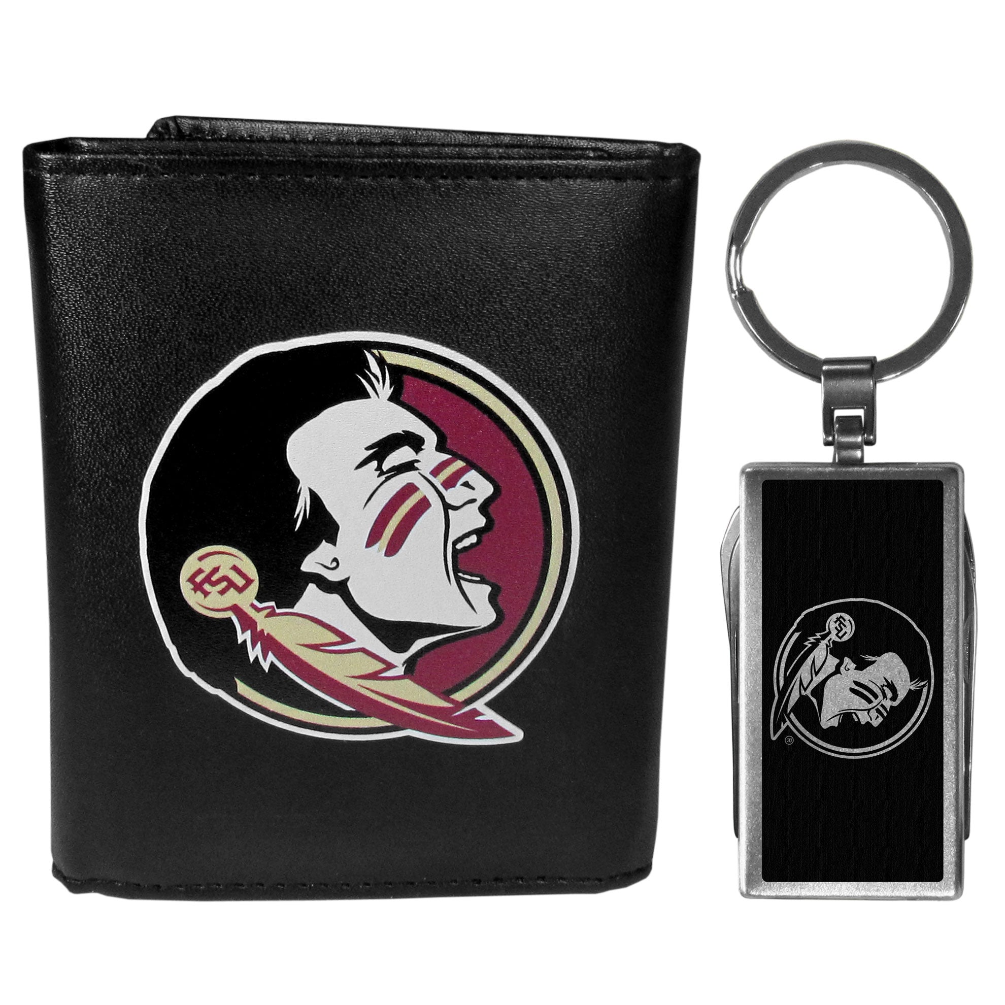 Florida St. Seminoles Tri-fold Wallet & Multitool Key Chain, Black