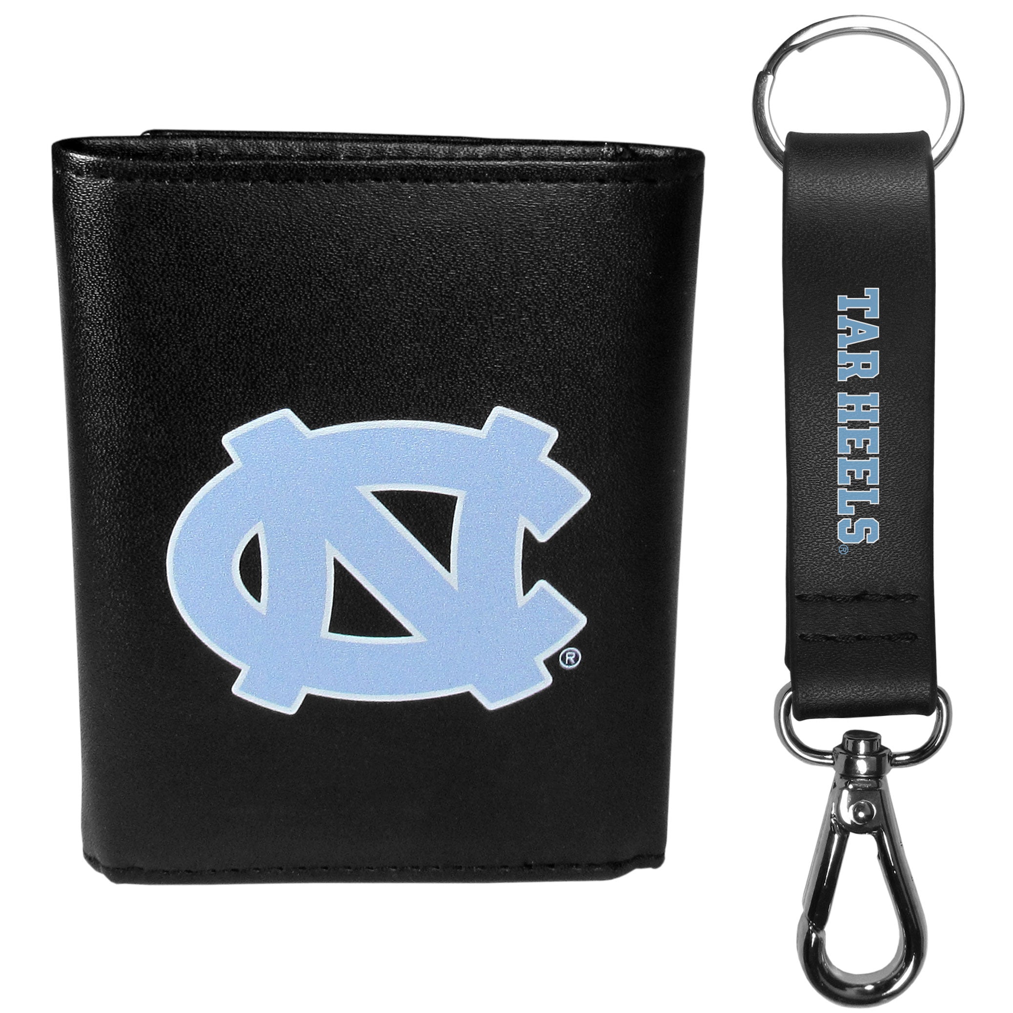 N. Carolina Tar Heels Tri-fold Wallet & Strap Key Chain