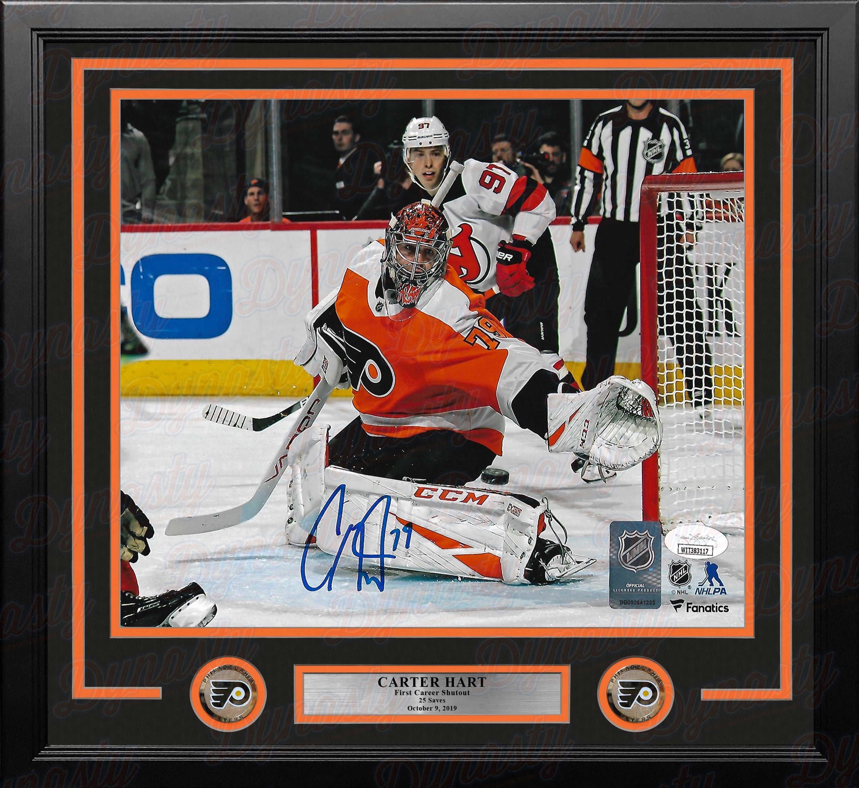 Carter Hart Philadelphia Flyers First Career Shutout Autographed Framed Hockey Photo - Sports Collectibles, Sports Memorabilia, Sports Fan Shop, Sports Gifts