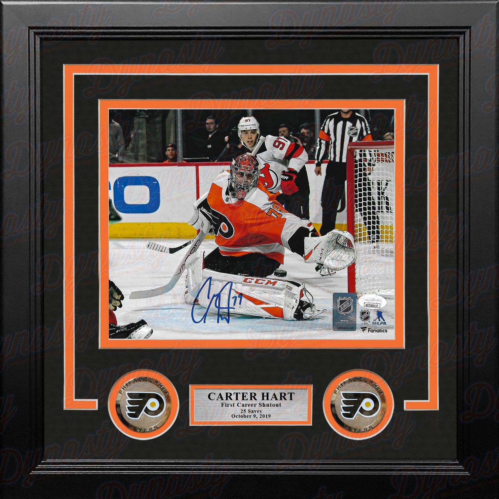 Carter Hart Philadelphia Flyers First Career Shutout Autographed Framed Hockey Photo - Sports Collectibles, Sports Memorabilia, Sports Fan Shop, Sports Gifts