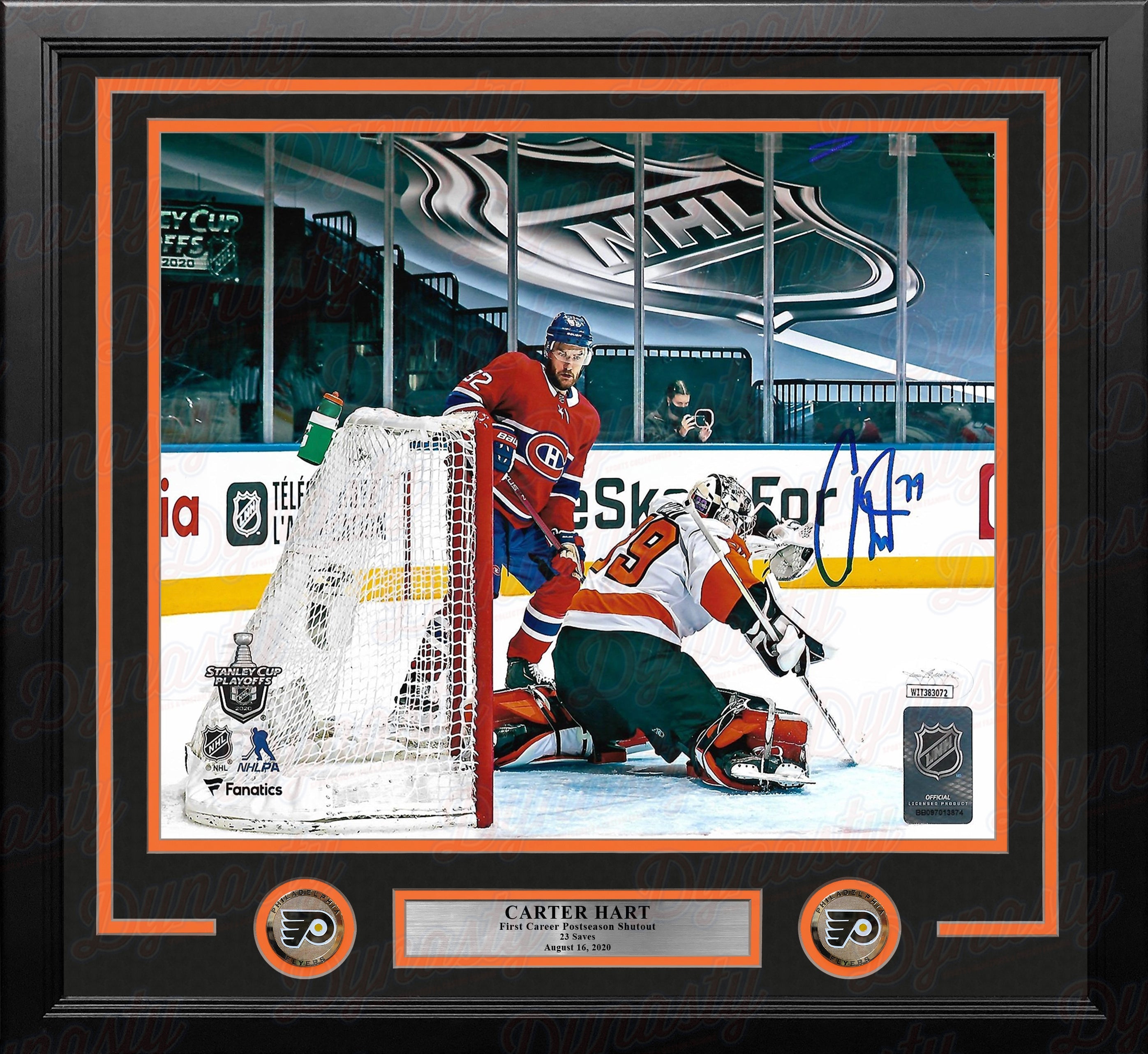 Carter Hart First Career Playoff Shutout Philadelphia Flyers Autographed Framed Hockey Photo - Sports Collectibles, Sports Memorabilia, Sports Fan Shop, Sports Gifts