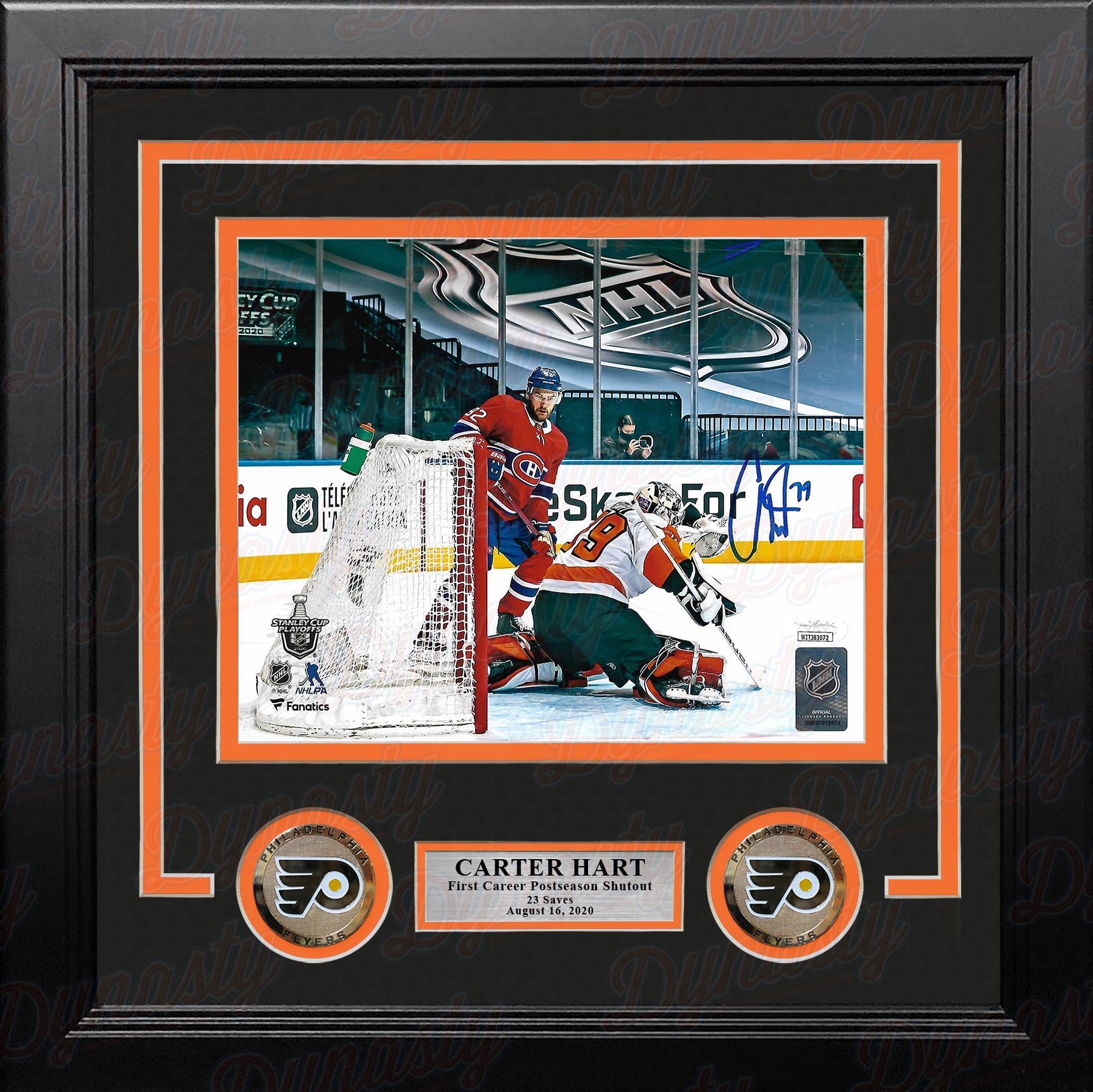 Carter Hart First Career Playoff Shutout Philadelphia Flyers Autographed Framed Hockey Photo - Sports Collectibles, Sports Memorabilia, Sports Fan Shop, Sports Gifts