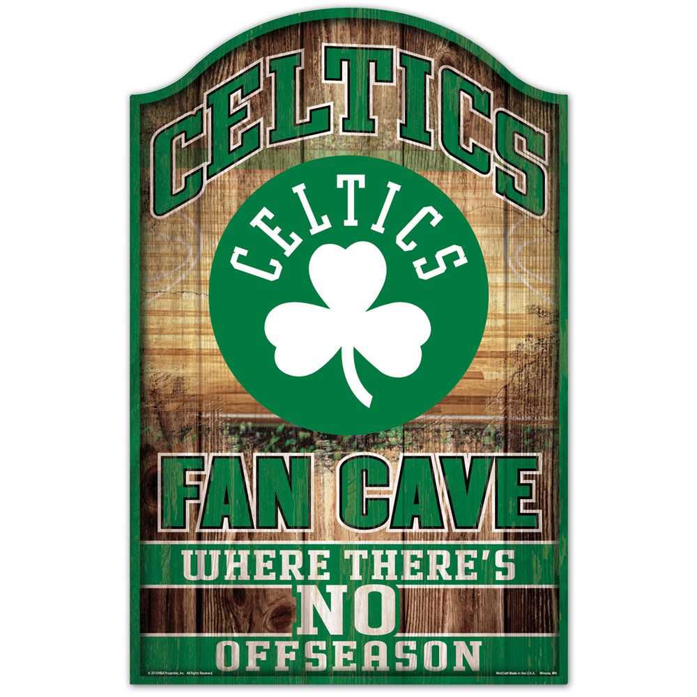 Boston Celtics Fan Cave 11" x 17" Wood Sign - Sports Collectibles, Sports Memorabilia, Sports Fan Shop, Sports Gifts